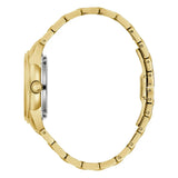 Bulova Sutton Automatico vista laterale corona e profilo cassa acciaio dorato con bracciale integrato 97L172