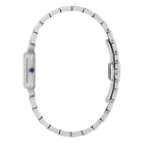 Bulova Sutton 96R256 vista laterale profilo cassa con corona cabochon blu e lunetta diamanti in acciaio