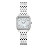 Bulova Sutton orologio donna cassa quadrata acciaio con diamanti, quadrante madreperla e bracciale acciaio 96R256