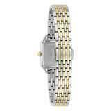 Bulova Sutton orologio donna bicolore vista posteriore fondello con incisione Sapphire e bracciale acciaio oro 98L330