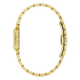 Bulova Sutton orologio donna vista laterale profilo sottile cassa quadrata IP oro con corona e chiusura deployante 97L191