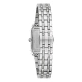 Bulova Sutton Tank vista posteriore fondello acciaio con bracciale a maglie e chiusura deployante 96P252