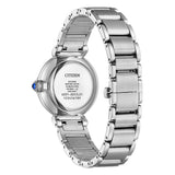 Citizen Citizen L EM1070-83L vista fondello in acciaio con incisioni Eco-Drive, vetro zaffiro e corona cabochon blu
