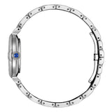Citizen Citizen L EM1060-87Y vista laterale profilo cassa acciaio con corona cabochon blu e diamanti a ore 3