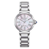 Citizen Citizen L orologio donna Eco-Drive quadrante madreperla rosa, bracciale acciaio, numeri romani EM1060-87Y