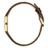 Citizen Citizen L EG2797-13A vista laterale cassa IP gold corona con cabochon e cinturino pelle marrone