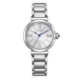 Citizen Citizen L Orologio da Polso donna Eco-Drive quadrante grigio argento, bracciale acciaio, lancette blu EM1070-83A