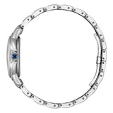Citizen Citizen L EM1160-58E vista laterale profilo cassa acciaio corona con cabochon blu e bracciale a maglie EM1160-58E