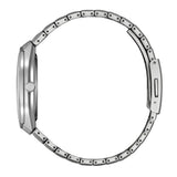 Citizen Eco-Drive Photon vista laterale profilo cassa e bracciale Super Titanium con corona e chiusura déployante BJ6560-53W