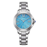 Citizen Lady orologio donna Eco-Drive quadrante azzurro indici romani bracciale acciaio corona cabochon blu EM1161-55L