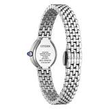 Citizen Lady EX1550-54A vista fondello inciso Eco-Drive vetro zaffiro acciaio inossidabile bracciale con chiusura deployante