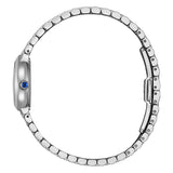 Citizen Lady EX1550-54A vista laterale profilo cassa sottile corona con cabochon blu bracciale acciaio lucido