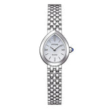 Citizen Lady orologio donna Eco-Drive cassa a goccia quadrante bianco puntinato bracciale acciaio corona cabochon blu EX1550-54A