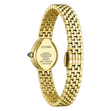 Citizen Lady EX1552-59A vista fondello inciso Eco-Drive vetro zaffiro acciaio IP oro con corona cabochon blu