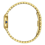 Citizen Lady EX1552-59A vista laterale profilo cassa ovale sottile acciaio IP oro corona con cabochon blu