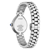 Citizen Lady EM1200-55A vista fondello inciso Eco-Drive vetro zaffiro acciaio inossidabile corona con cabochon blu