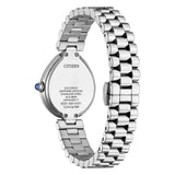 Citizen Lady EM1200-55X vista fondello inciso Eco-Drive vetro zaffiro acciaio corona con cabochon blu