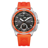Citizen Promaster WaveTracker Eco-Drive quadrante nero con lunetta arancio e cinturino poliuretano arancio JV3000-13E