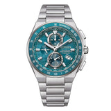 Citizen Radiocontrollato H804 Eco-Drive quadrante azzurro guilloché, cassa SuperTitanio con bracciale integrato AT8397-56Z