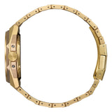 Citizen SERIE 8 vista laterale profilo cassa e corona, bracciale acciaio placcato oro giallo con dettagli oro rosa NB6085-57W