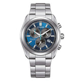 Citizen SuperTitanio26 cronografo Eco-Drive quadrante blu con bracciale in supertitanio, indici a bastoni AT2590-59L