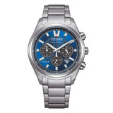 Citizen SuperTitanio26 cronografo Eco-Drive quadrante blu con indici a bastoni, bracciale in SuperTitanio CA4750-51L