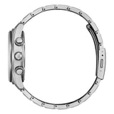 Citizen SuperTitanio26 cronografo vista laterale profilo cassa con pulsanti e bracciale in SuperTitanio CA4750-51E