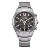 Citizen SuperTitanio26 cronografo Eco-Drive quadrante nero con indici a bastoni, bracciale in SuperTitanio CA4750-51E