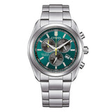 Citizen SuperTitanio26 cronografo Eco-Drive quadrante verde con bracciale in SuperTitanio, indici a bastoni AT2590-59X