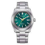 Citizen SuperTitanio26 orologio Eco-Drive quadrante verde con indici a bastoni e bracciale in SuperTitanio AW1900-50X