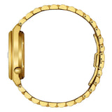 Citizen Tsuyosa Edizione Limitata vista laterale profilo cassa e bracciale acciaio color oro giallo con corona NK0022-50A