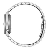 Citizen Tsuyosa vista laterale profilo cassa acciaio con corona e bracciale a maglie lucide NK0030-51E