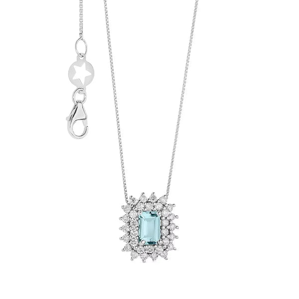 Comete Collana con Acquamarina e Diamanti