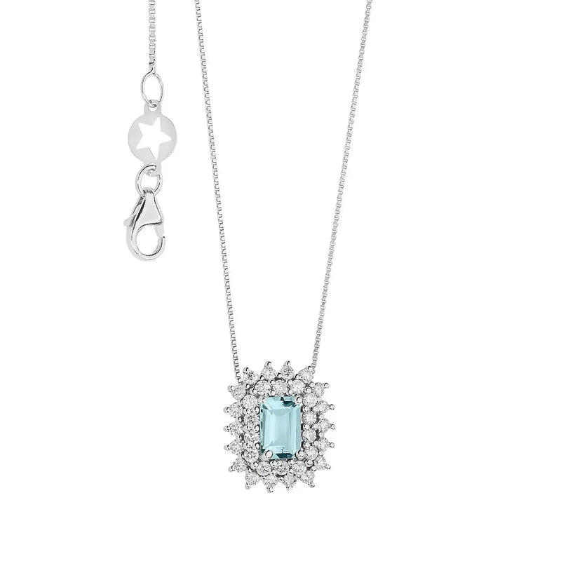 Comete Collana con Acquamarina e Diamanti