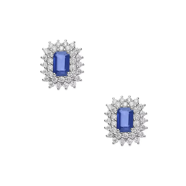 Comete Orecchini con Zaffiro Ottagonale e Diamanti