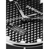 D1 Milano Automatico Dual Black macro quadrante texture geometrica con lancette squelette e indici luminosi ATBJ20
