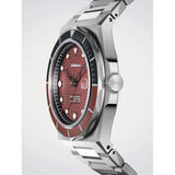 D1 Milano Automatico Dual Red vista laterale dettaglio corona e lunetta ceramica bicolore nero rosso su acciaio ATBJ22