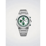 D1 Milano Chronograph Green Pulse orologio acciaio quadrante bianco con contatori verdi e bracciale integrato CHBJ25