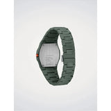 D1 Milano Polycarbon Alpha Contrast fondello in acciaio con incisioni e bracciale policarbonato verde PCBJ48