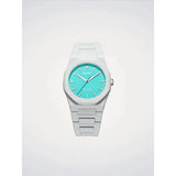 D1 Milano Polycarbon Binary Pulse orologio quadrante tiffany azzurro cassa ottagonale grigia bracciale policarbonato PCBJ49