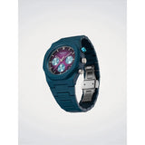 D1 Milano Polychrono Blue Spectrum vista laterale con chiusura butterfly in acciaio e quadrante viola PHBJ20