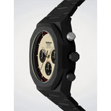 D1 Milano Polychrono Void Phantom dettaglio laterale corona e pulsanti cronografo cassa ottagonale nera PHBJ18