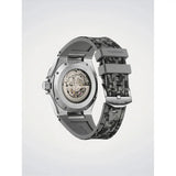 D1 Milano Skeleton Crimson Core vista fondello aperto movimento Miyota cinturino gomma camouflage grigio con fibbia acciaio SKRJ20