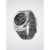 D1 Milano Skeleton Crimson Core vista tre quarti cassa acciaio cinturino gomma mimetico grigio e nero SKRJ20