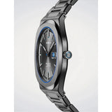 D1 Milano Ultra Thin Dark Illusion dettaglio corona e profilo cassa ottagonale sottile con rehaut blu UHBJ08