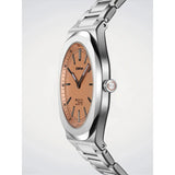 D1 Milano Ultra Thin Neutral Heritage dettaglio laterale corona quadrante rosa indici a bastoni UHBJ10