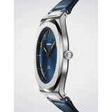 D1 Milano Ultra Thin Oceanline vista laterale cassa acciaio spazzolato con corona e quadrante blu sunburst UHLJ02