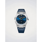 D1 Milano Ultra Thin Oceanline orologio quadrante blu California con indici romani e arabi dorati, cinturino pelle blu UHLJ02
