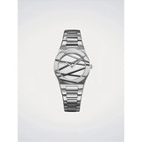 D1 Milano Orologio da Polso Ultra Thin Silver Inlay cassa acciaio 30mm quadrante argentato con linee geometriche UCBL04