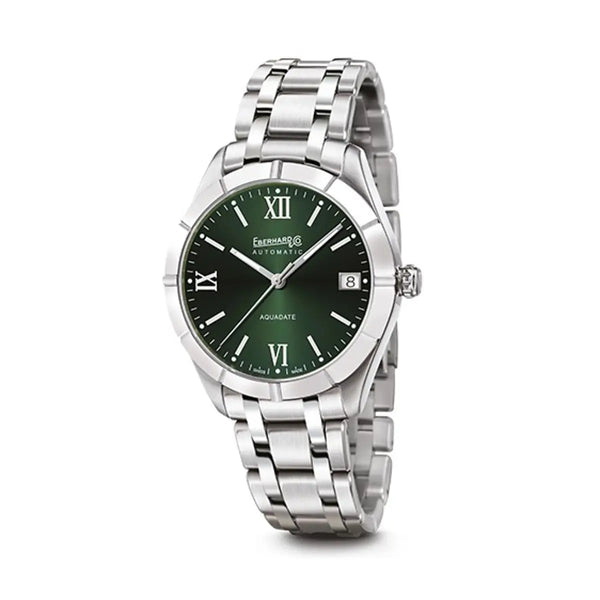 Eberhard & Co Orologio Aquadate Grande Taille automatico quadrante verde bracciale acciaio 41mm 41045.07 CA